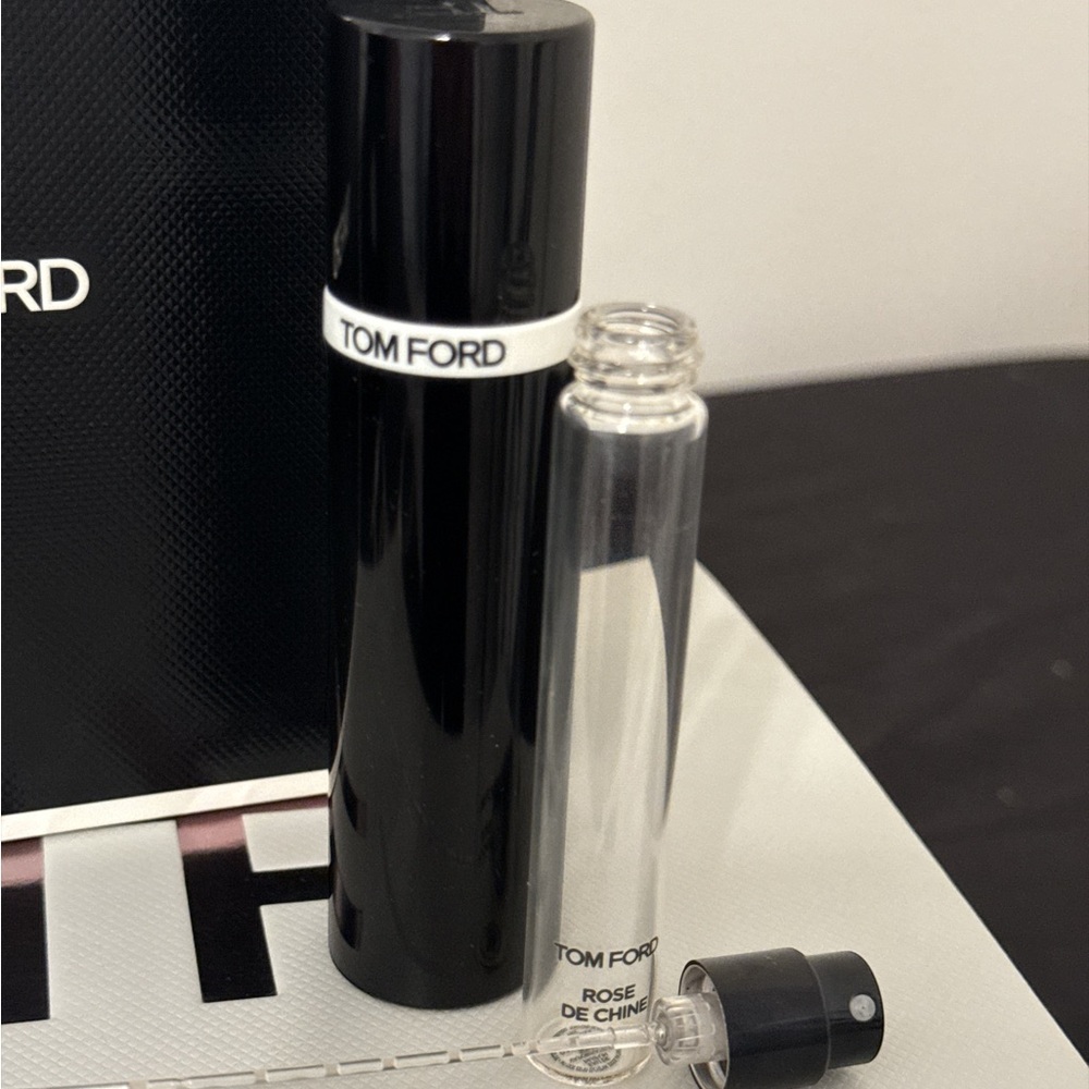 Tom Ford Travel Spray Magnetic Case Refillable with Empty Rose De Chine Bottle